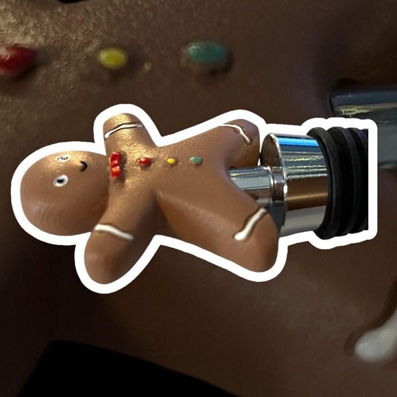 Whimsical Christmas Wine Stopper - Gingerbread Man Home Accent - Picture 5 of 5